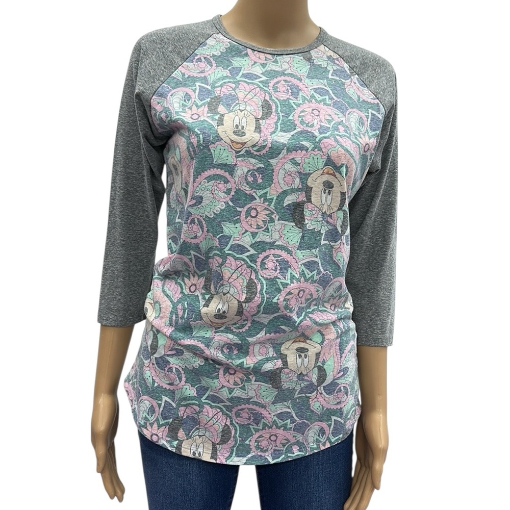 LuLaRoe Disney Minnie Mouse Randy 3 Quarter Raglan Sleeve Tunic Tee Shirt Small